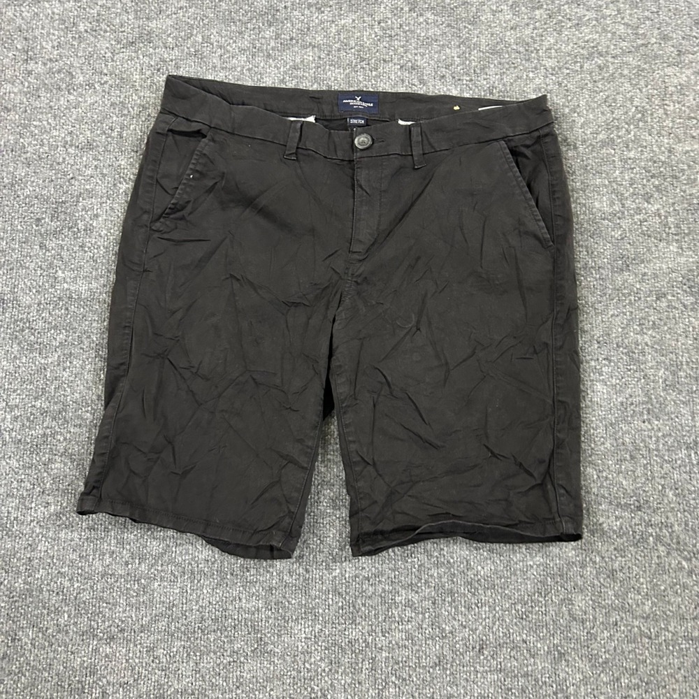 American Eagle Shorts Womens Size 14 Black Stretch Casual Flat Front Chino